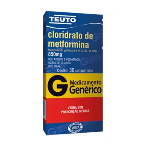 Cloridrato de Metformina Genérico Teuto 850mg 30 comprimidos revestidos